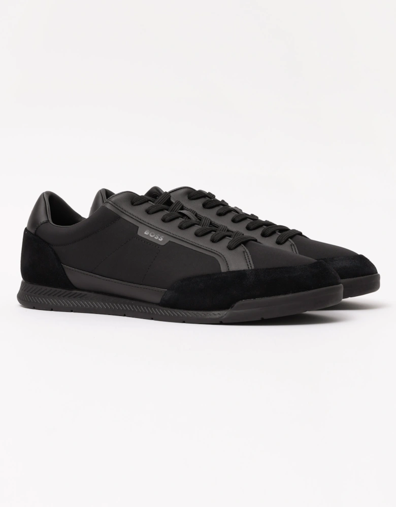 BOSS Orange Nitan Mens Low-top trainers with suede and faux leather - Black 005