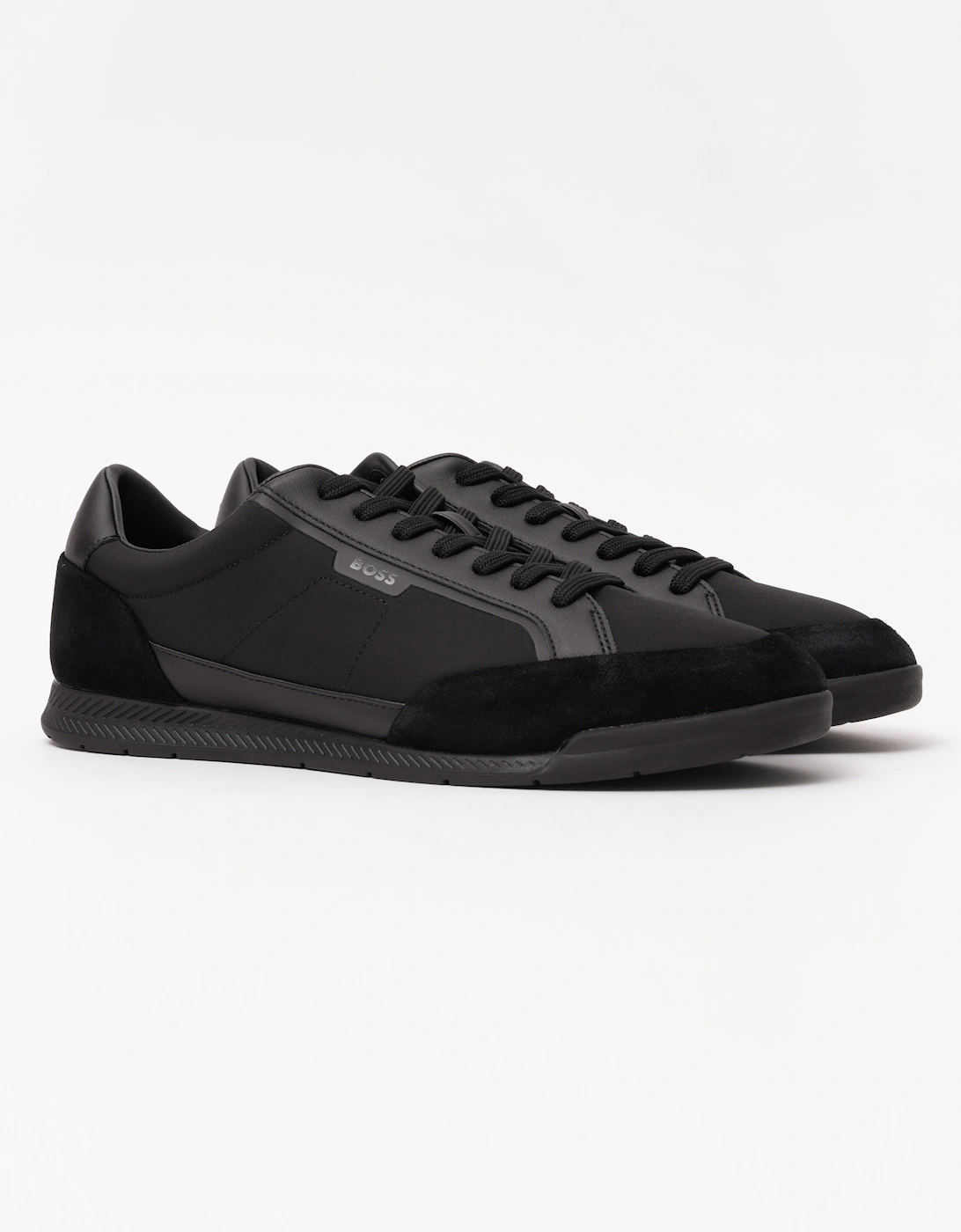 BOSS Orange Nitan Mens Low-top trainers with suede and faux leather - Black 005