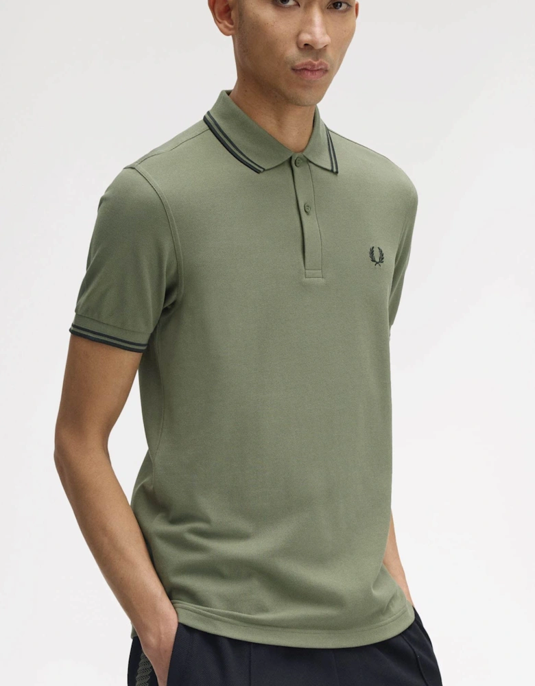 Mens Twin Tipped Signature Polo Shirt - Laurel Wreath Green/Black/Black Z50