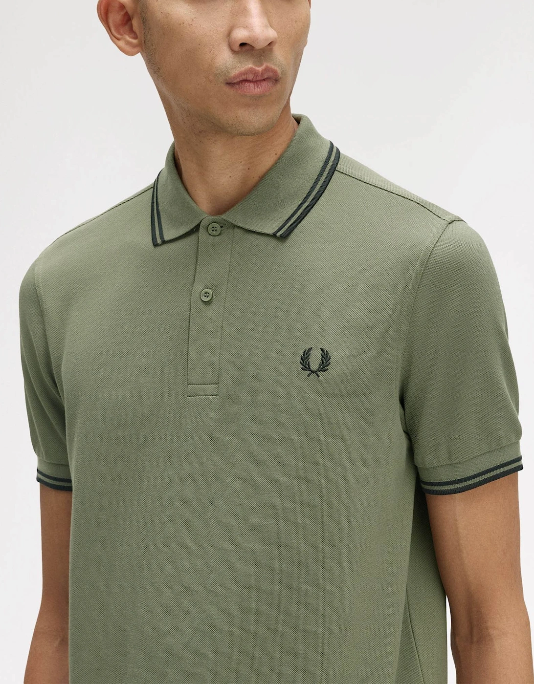 Mens Twin Tipped Signature Polo Shirt - Laurel Wreath Green/Black/Black Z50