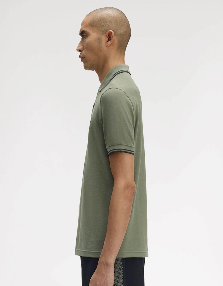 Mens Twin Tipped Signature Polo Shirt - Laurel Wreath Green/Black/Black Z50