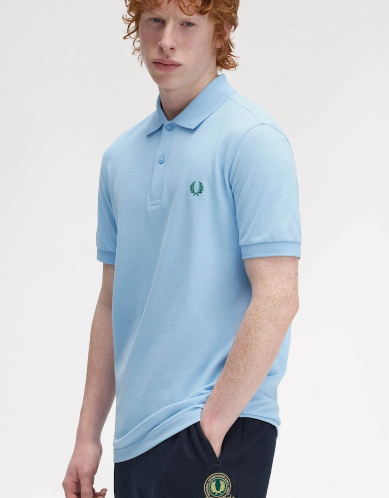 Mens Plain Signature Polo Shirt - Track Blue/Sport Green Z64
