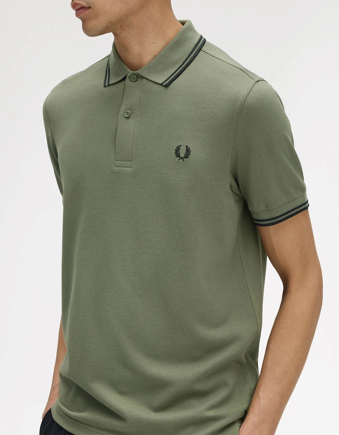 Mens Twin Tipped Signature Polo Shirt - Laurel Wreath Green/Black/Black Z50