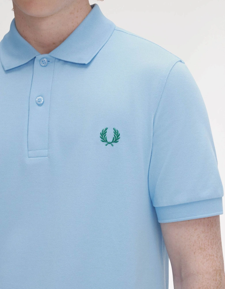 Mens Plain Signature Polo Shirt - Track Blue/Sport Green Z64