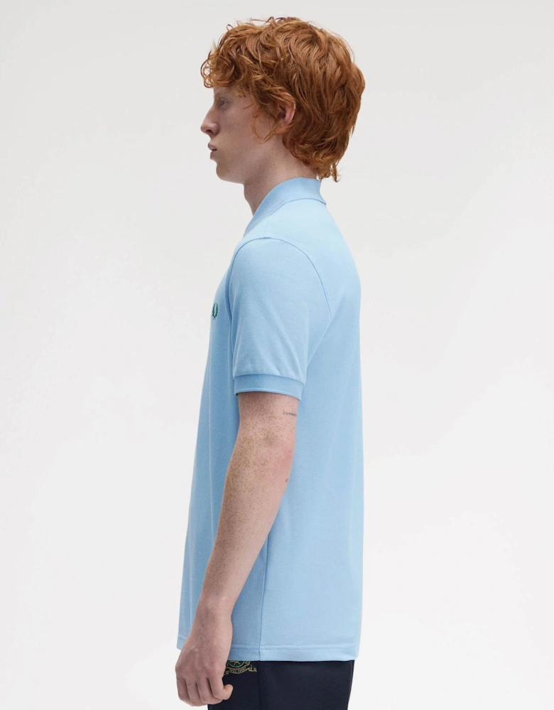 Mens Plain Signature Polo Shirt - Track Blue/Sport Green Z64