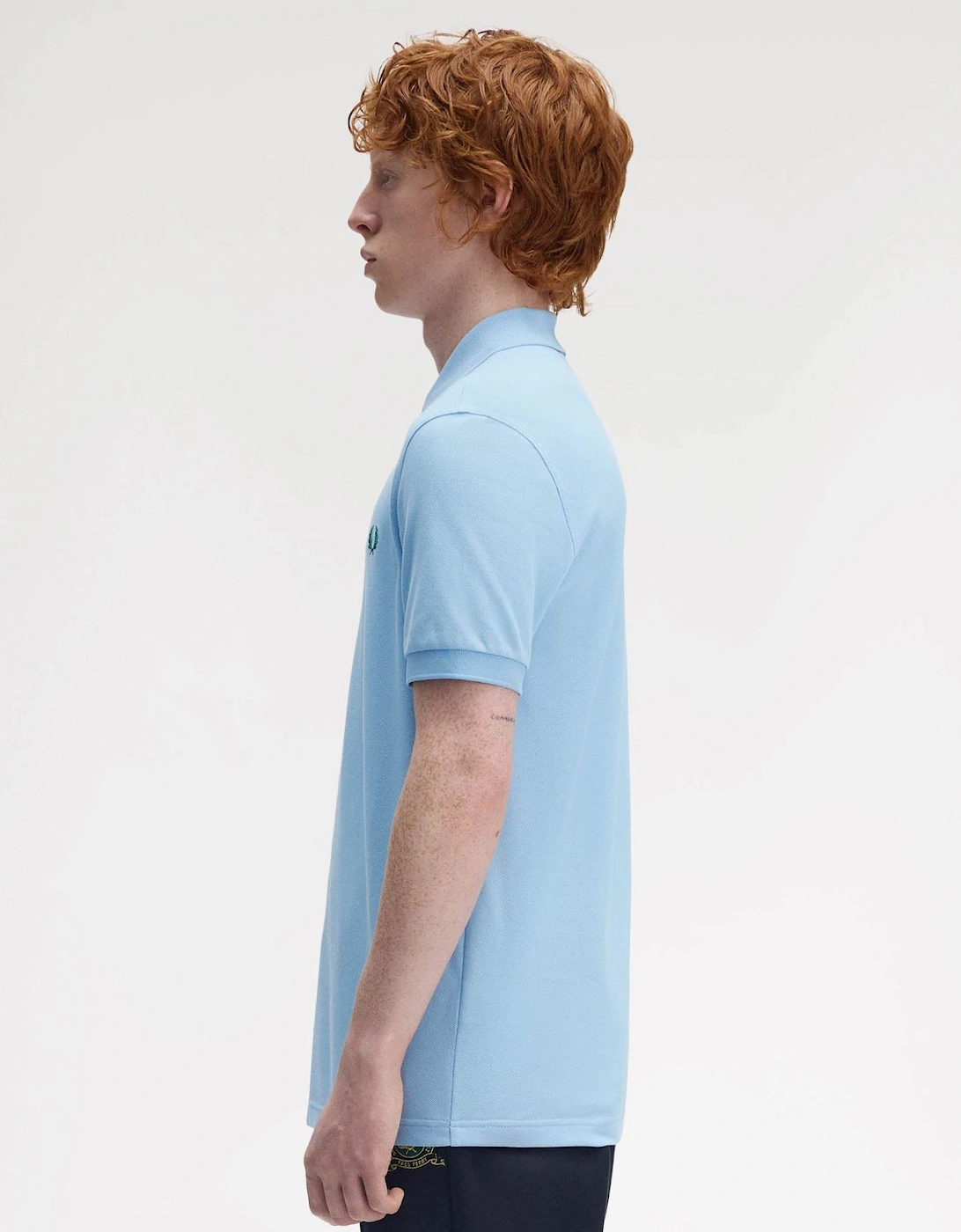 Mens Plain Signature Polo Shirt - Track Blue/Sport Green Z64