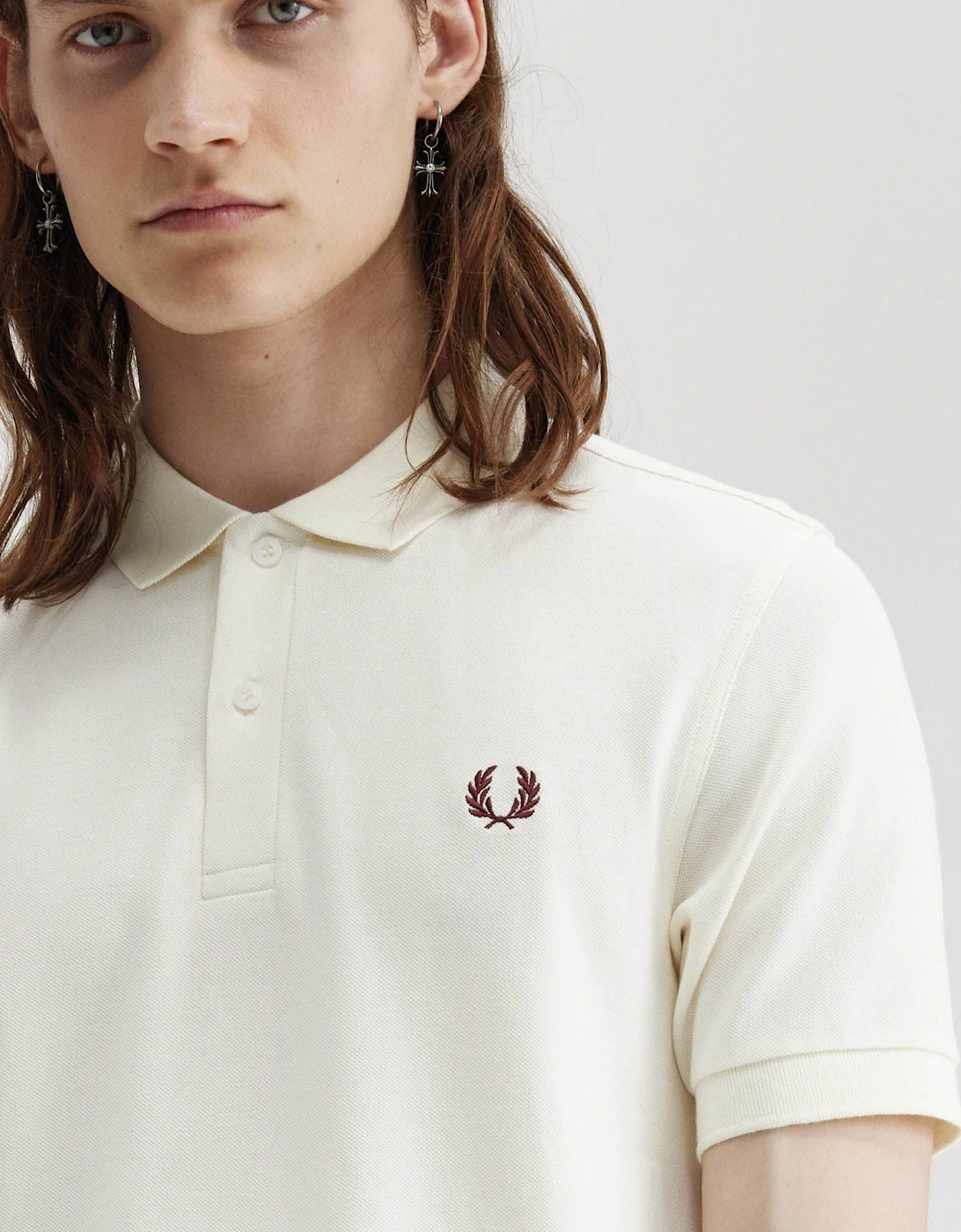 Mens Plain Signature Polo Shirt - Ecru/Oxblood V84