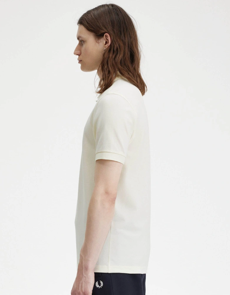 Mens Plain Signature Polo Shirt - Ecru/Oxblood V84