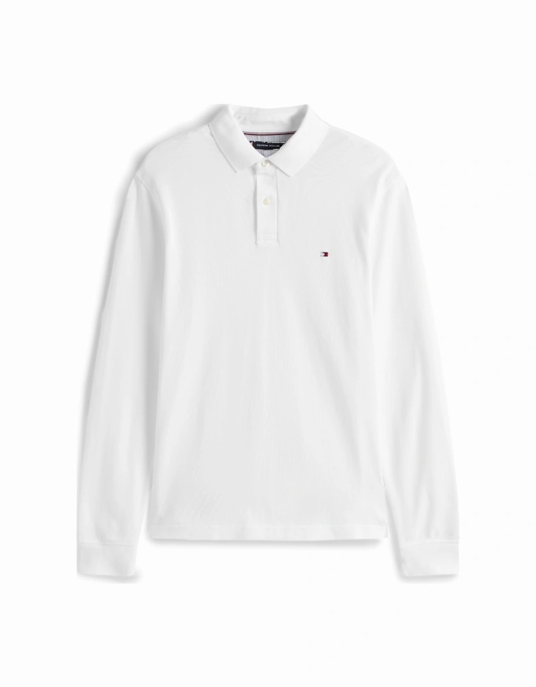 1985 Regular Long Sleeve Mens Polo Shirt - White