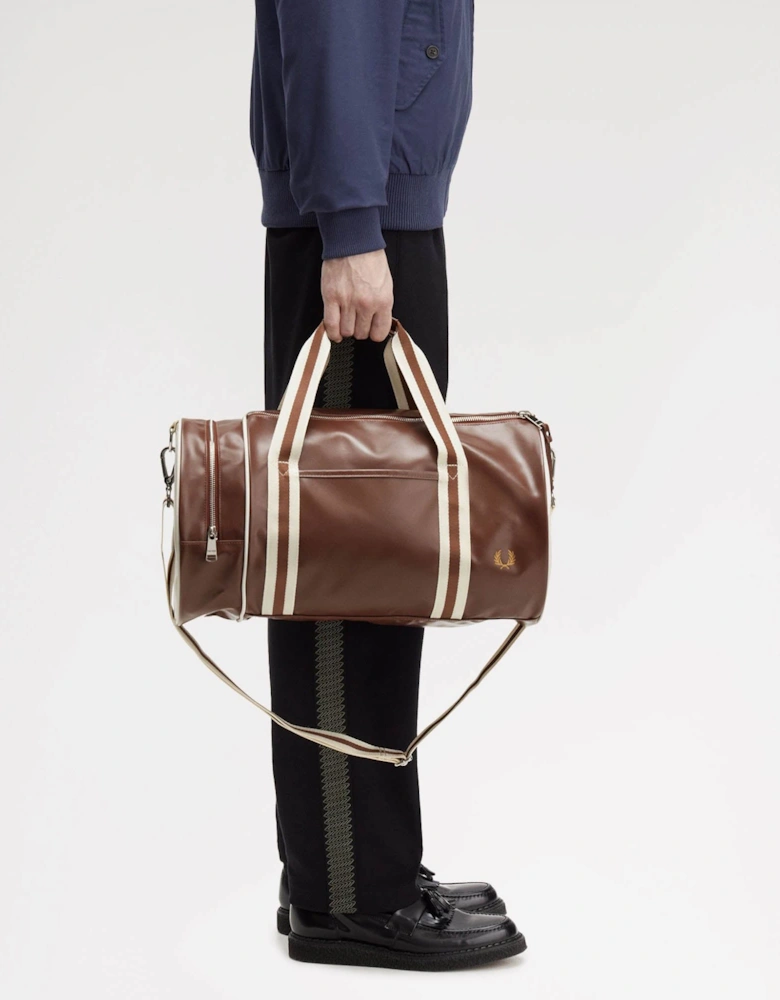 Recycled Polyester Classic Barrel Bag - Tan/Ecru J89