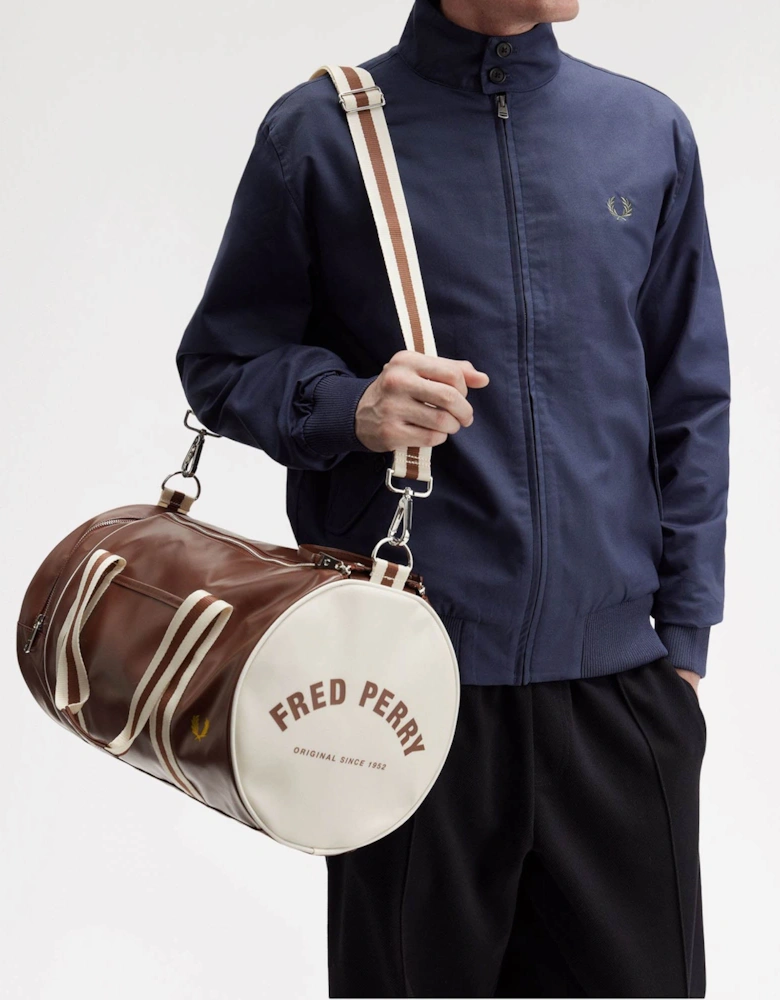 Recycled Polyester Classic Barrel Bag - Tan/Ecru J89