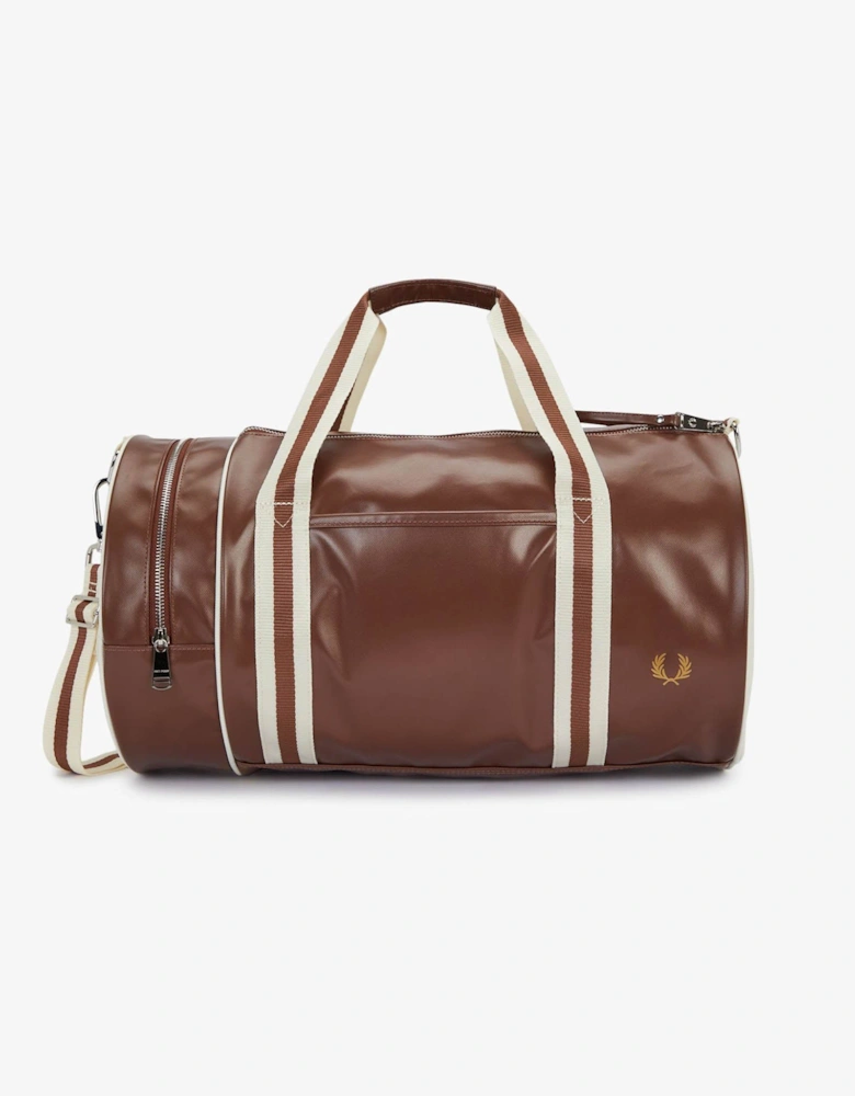 Recycled Polyester Classic Barrel Bag - Tan/Ecru J89