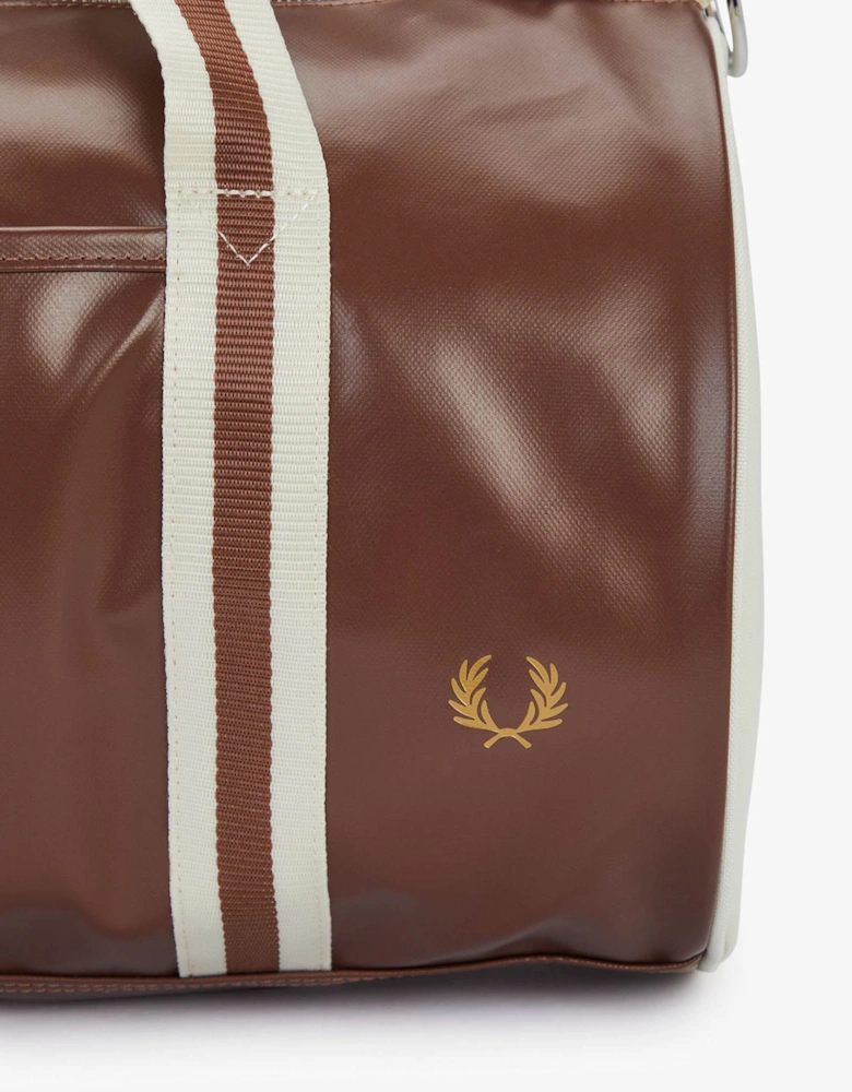 Recycled Polyester Classic Barrel Bag - Tan/Ecru J89