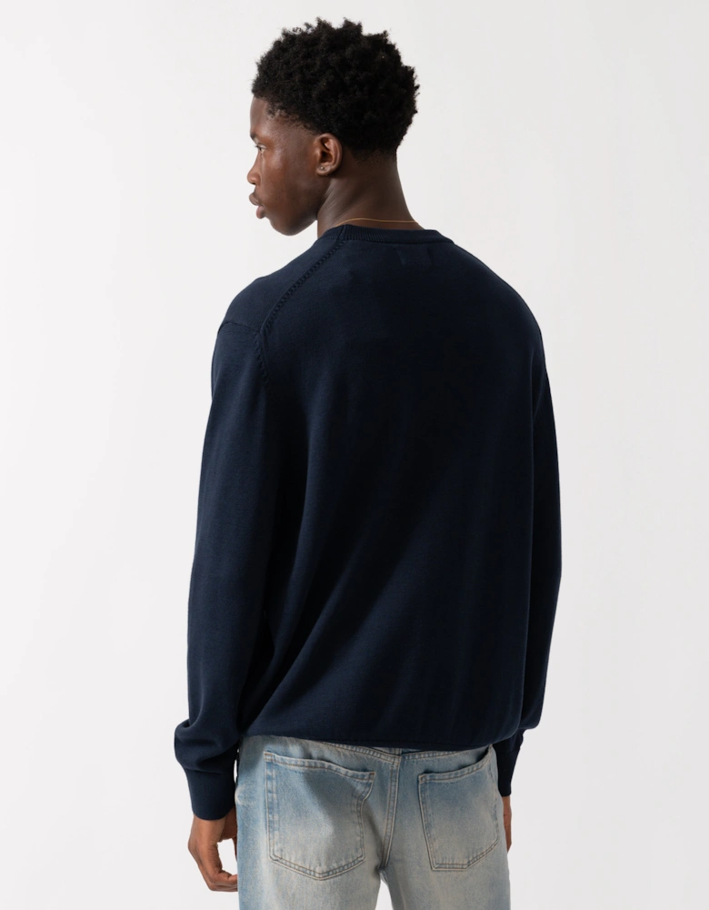 Mens Small Graphic Badge Crew Neck Jumper - 433 Evening Blue