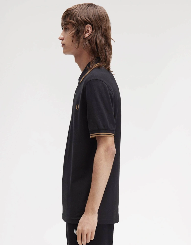 Mens Twin Tipped Signature Polo Shirt - Black/Shaded Stone/Shaded Stone S77