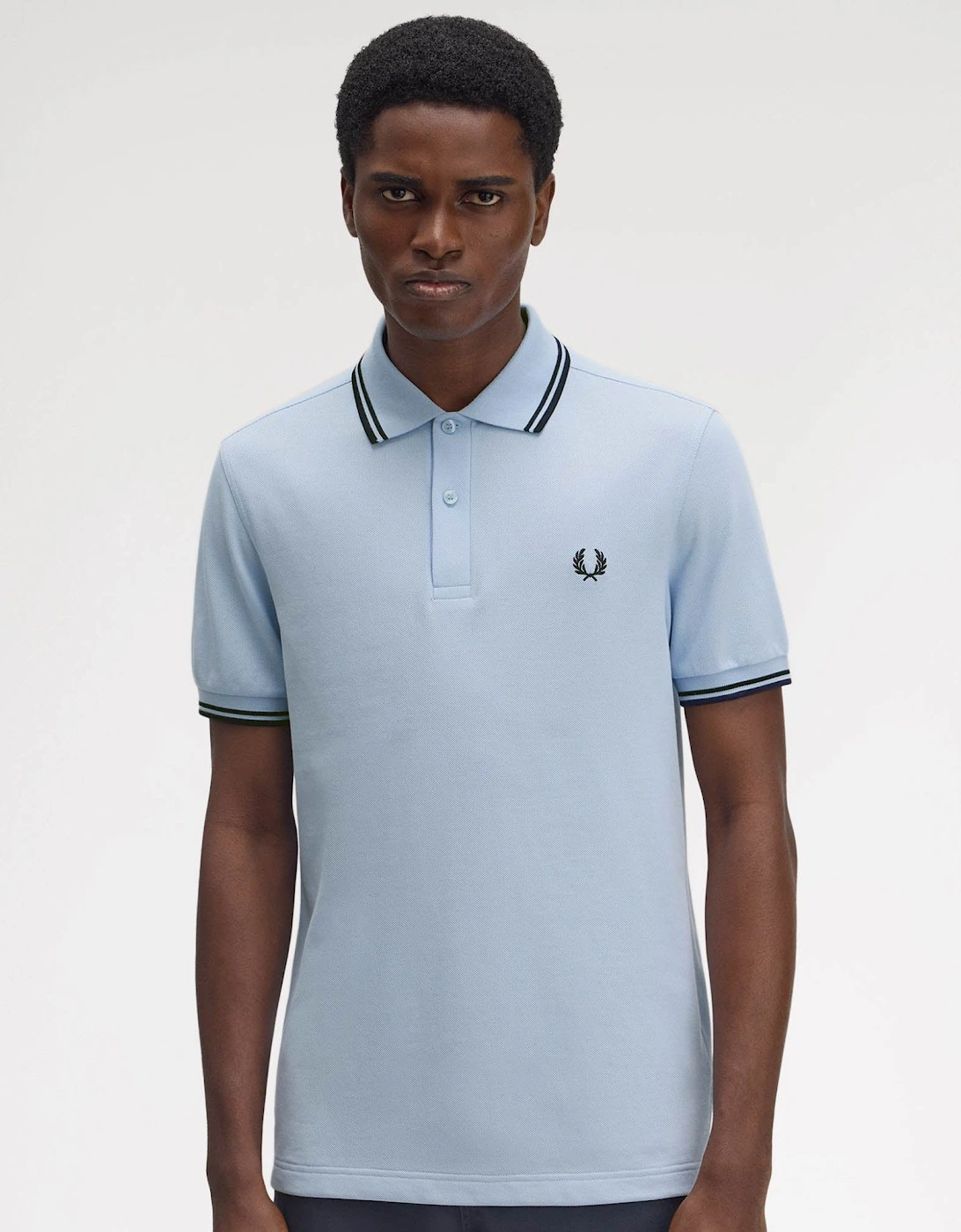 Mens Twin Tipped Signature Polo Shirt - Light Smoke/Navy/Navy Y69