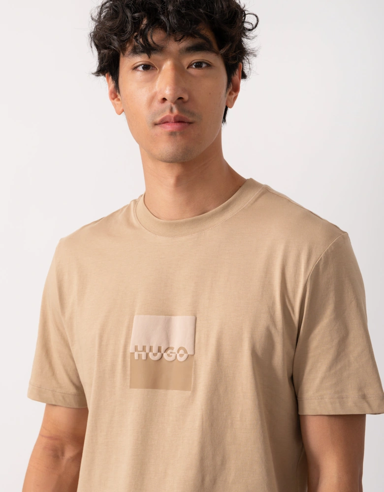 HUGO Dusplit Mens Logo Print T-Shirt - Medium Beige 269
