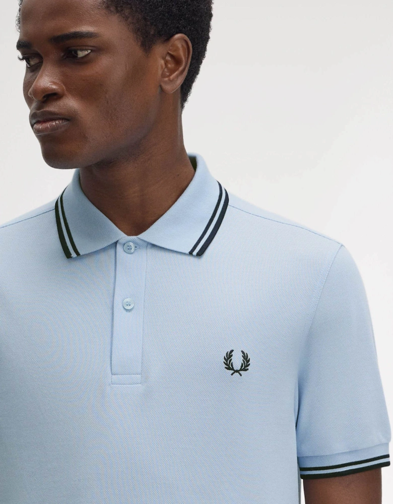 Mens Twin Tipped Signature Polo Shirt - Light Smoke/Navy/Navy Y69