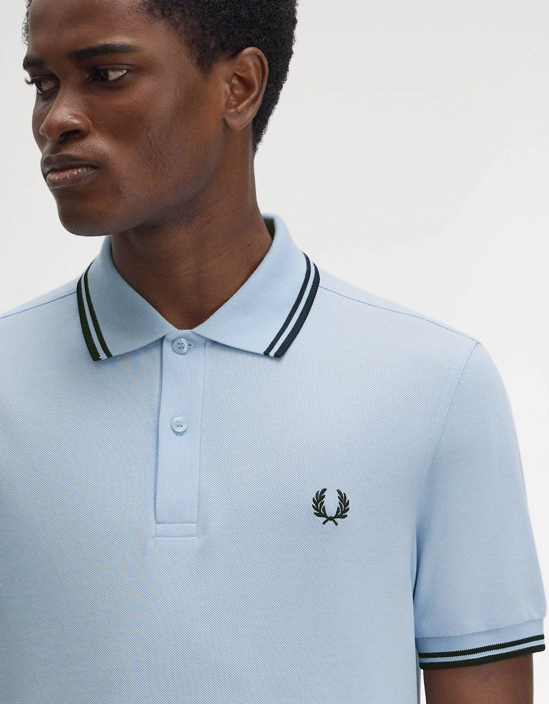 Mens Twin Tipped Signature Polo Shirt - Light Smoke/Navy/Navy Y69