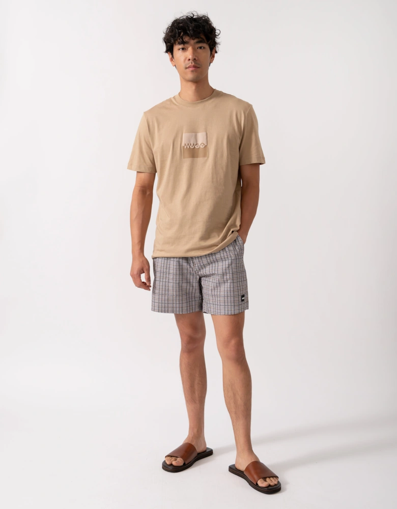 HUGO Dusplit Mens Logo Print T-Shirt - Medium Beige 269