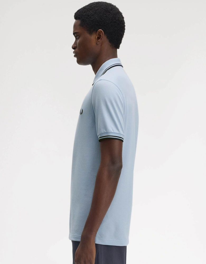 Mens Twin Tipped Signature Polo Shirt - Light Smoke/Navy/Navy Y69