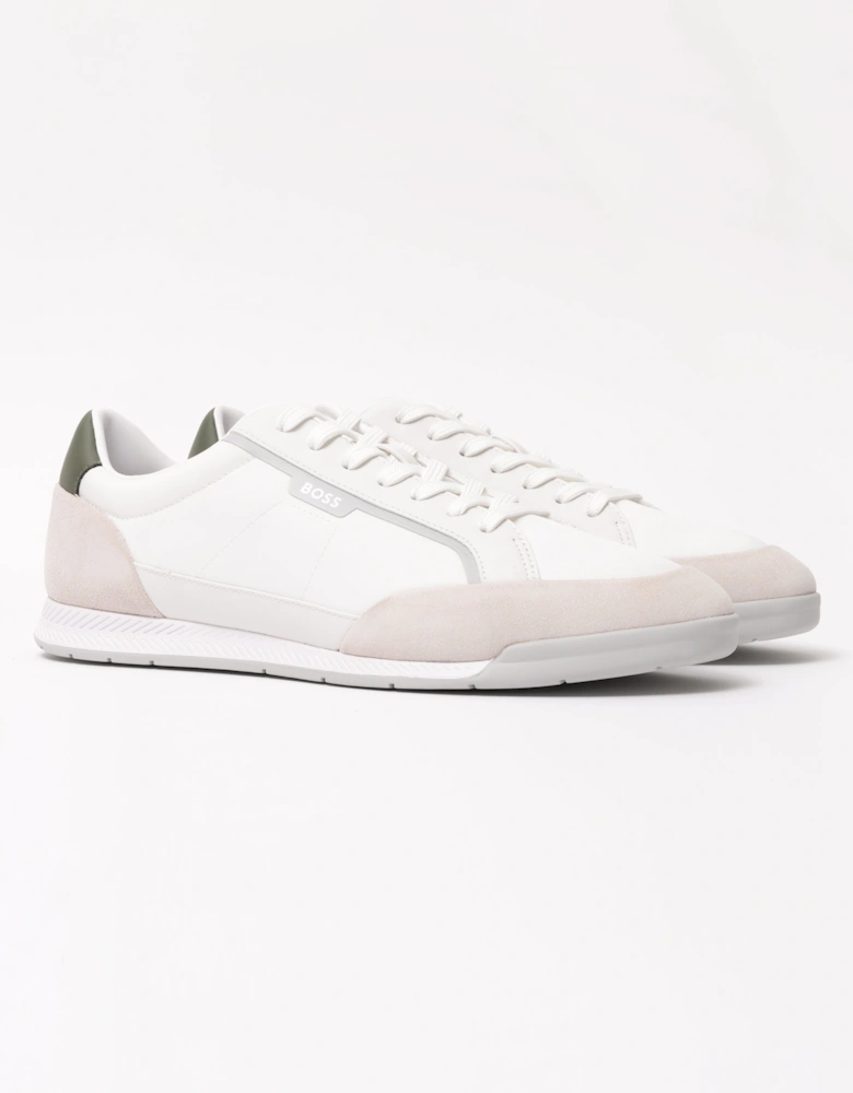 BOSS Orange Nitan Mens Low-top trainers with suede and faux leather - Open White 143