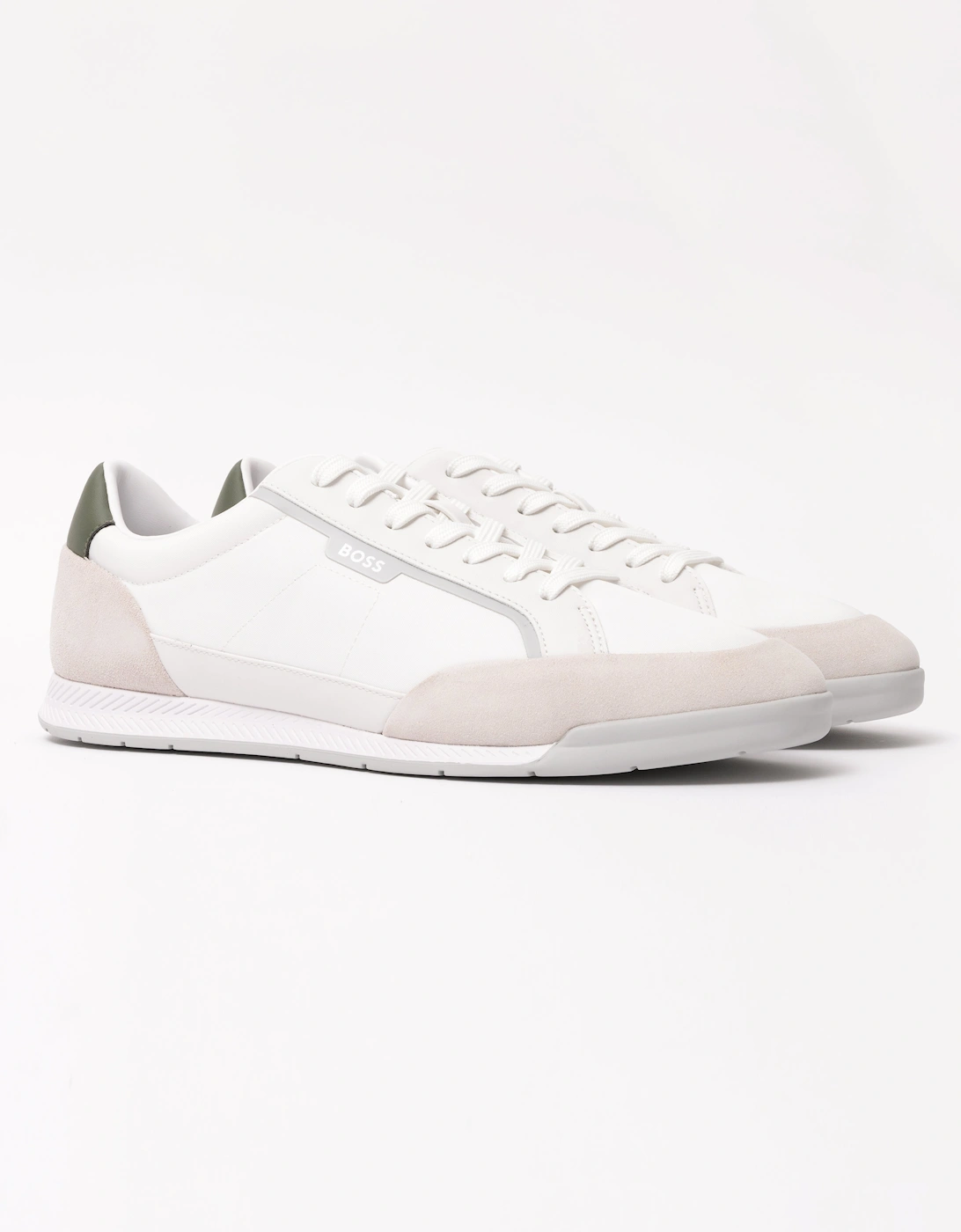 BOSS Orange Nitan Mens Low-top trainers with suede and faux leather - Open White 143