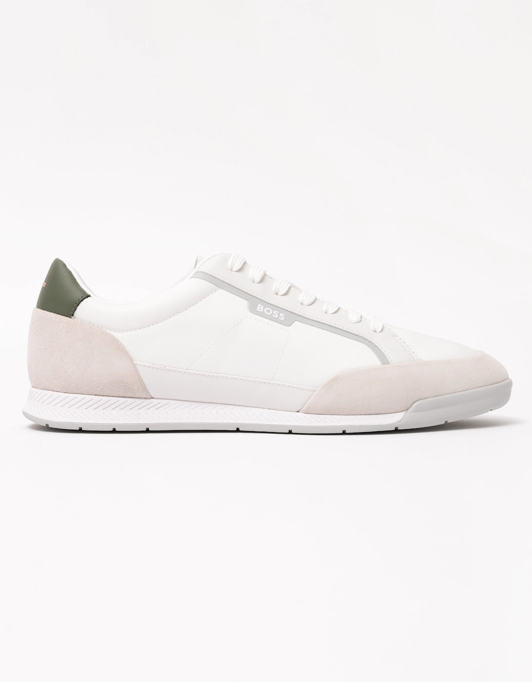 BOSS Orange Nitan Mens Low-top trainers with suede and faux leather - Open White 143