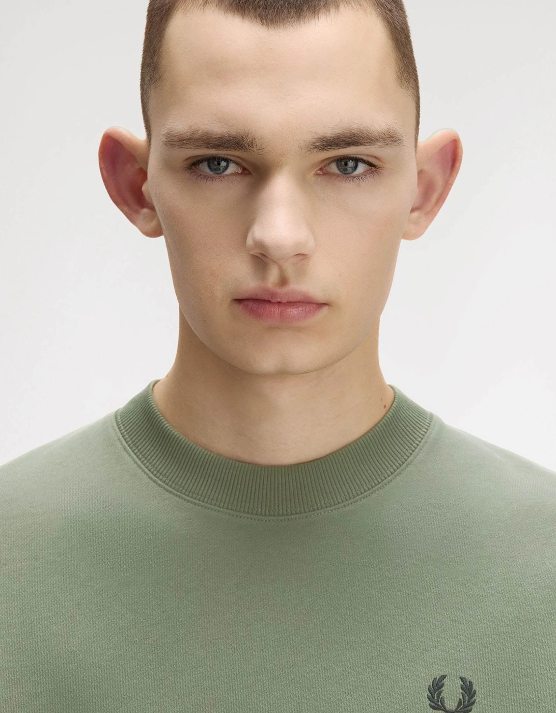Mens Crew Neck Sweatshirt - Laurel Wreath Green/Black/Black Z50