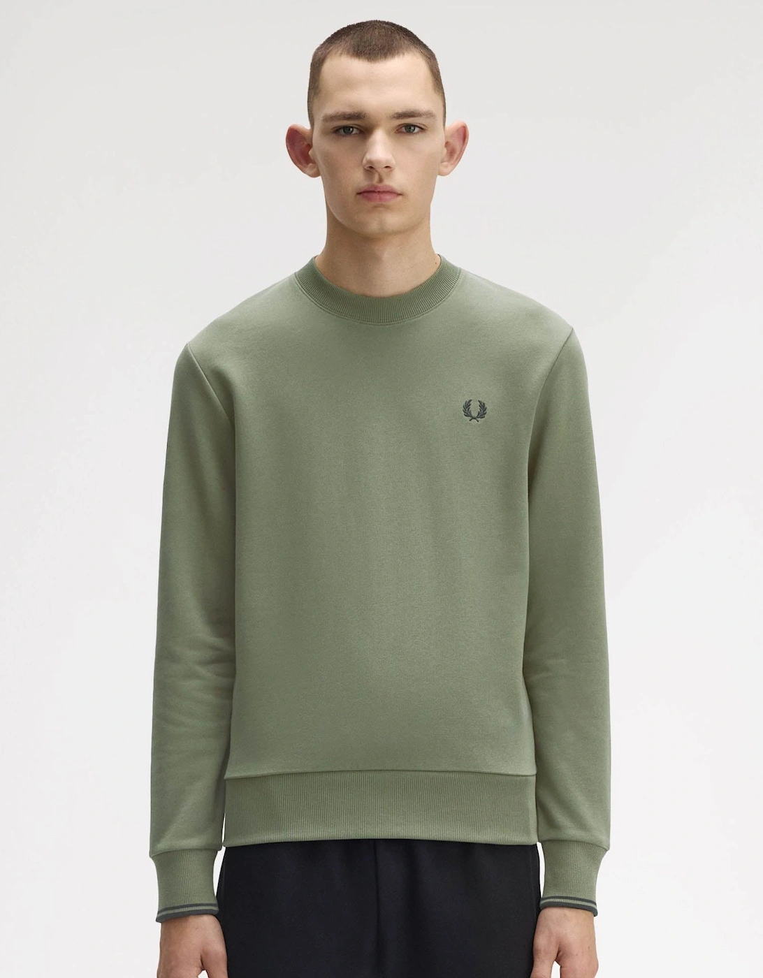 Mens Crew Neck Sweatshirt - Laurel Wreath Green/Black/Black Z50