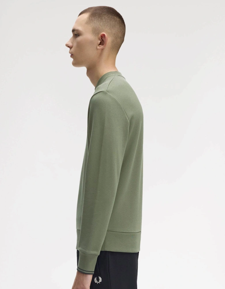 Mens Crew Neck Sweatshirt - Laurel Wreath Green/Black/Black Z50