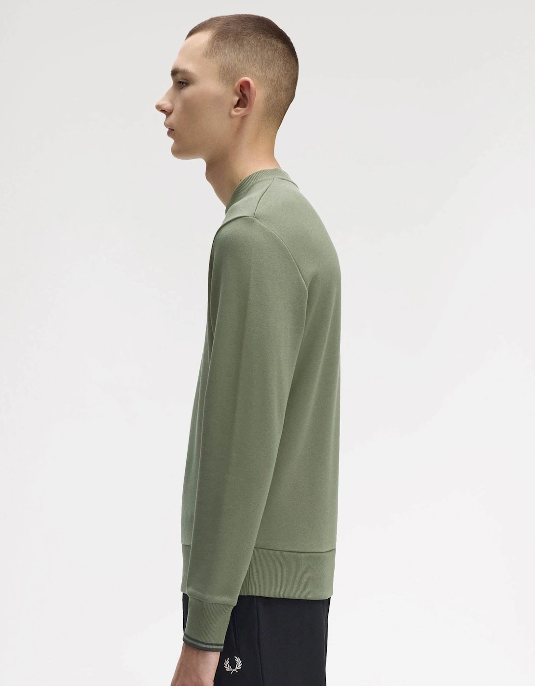 Mens Crew Neck Sweatshirt - Laurel Wreath Green/Black/Black Z50