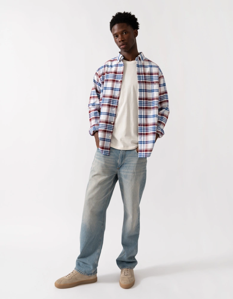 Mens Long Sleeve Classic Oxford Check Shirt - 604 Plumped Red
