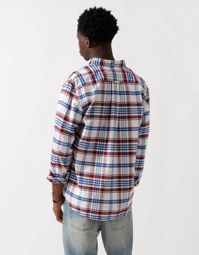 Mens Long Sleeve Classic Oxford Check Shirt - 604 Plumped Red