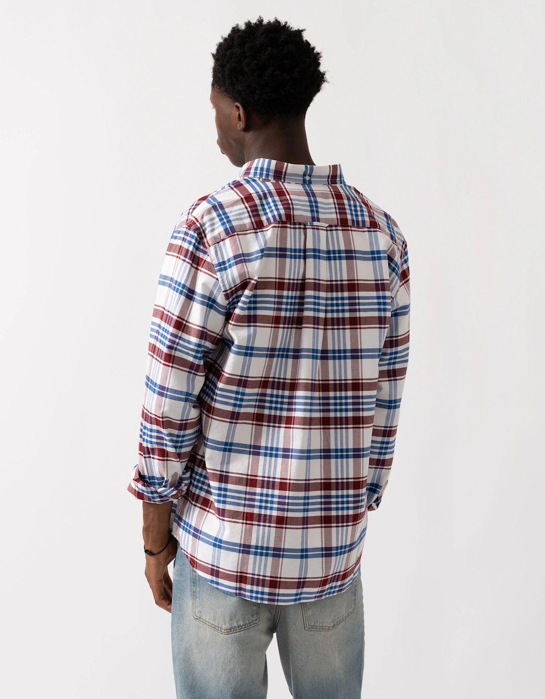 Mens Long Sleeve Classic Oxford Check Shirt - 604 Plumped Red