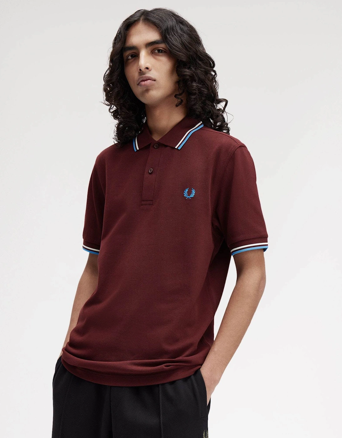 Mens Twin Tipped Signature Polo Shirt - Oxblood/Ecru/Court Blue Z63, 6 of 5