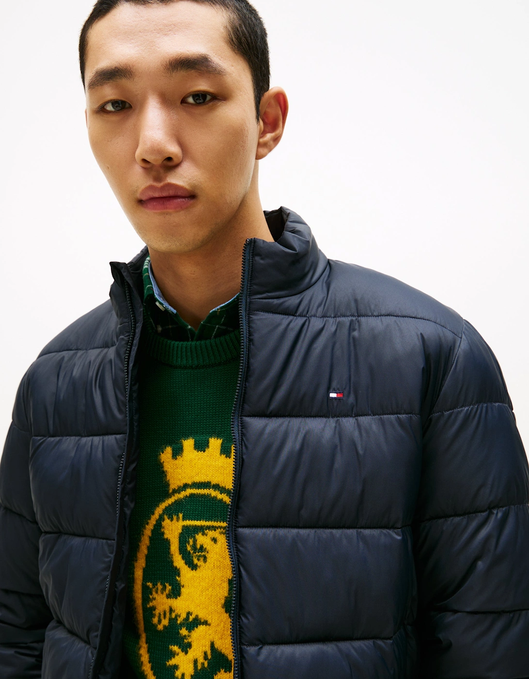 Mid Weight Mens Quilted Stand Collar Jacket - Desert Sky