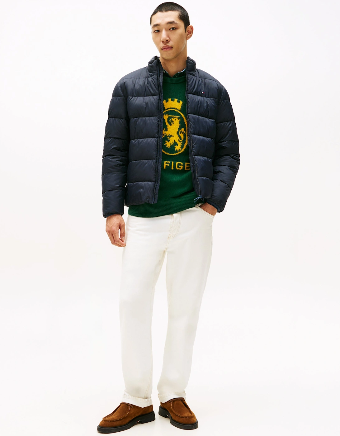 Mid Weight Mens Quilted Stand Collar Jacket - Desert Sky