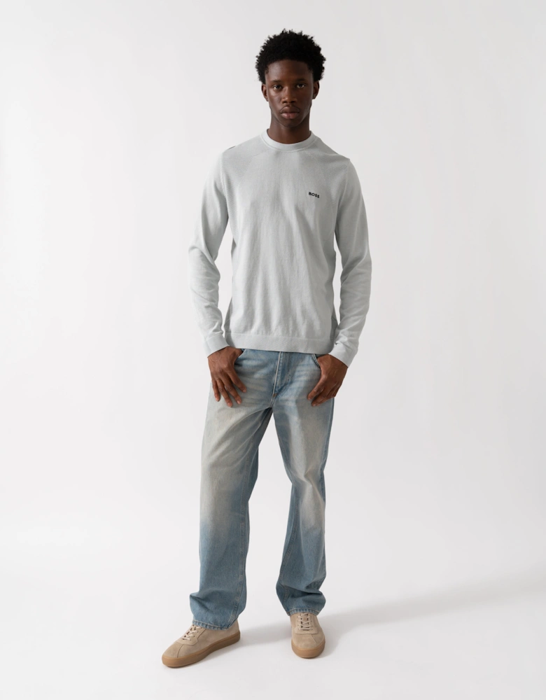 BOSS Green Momentum-Lite Mens Crew Neck Jumper - Light/Pastel Grey 054