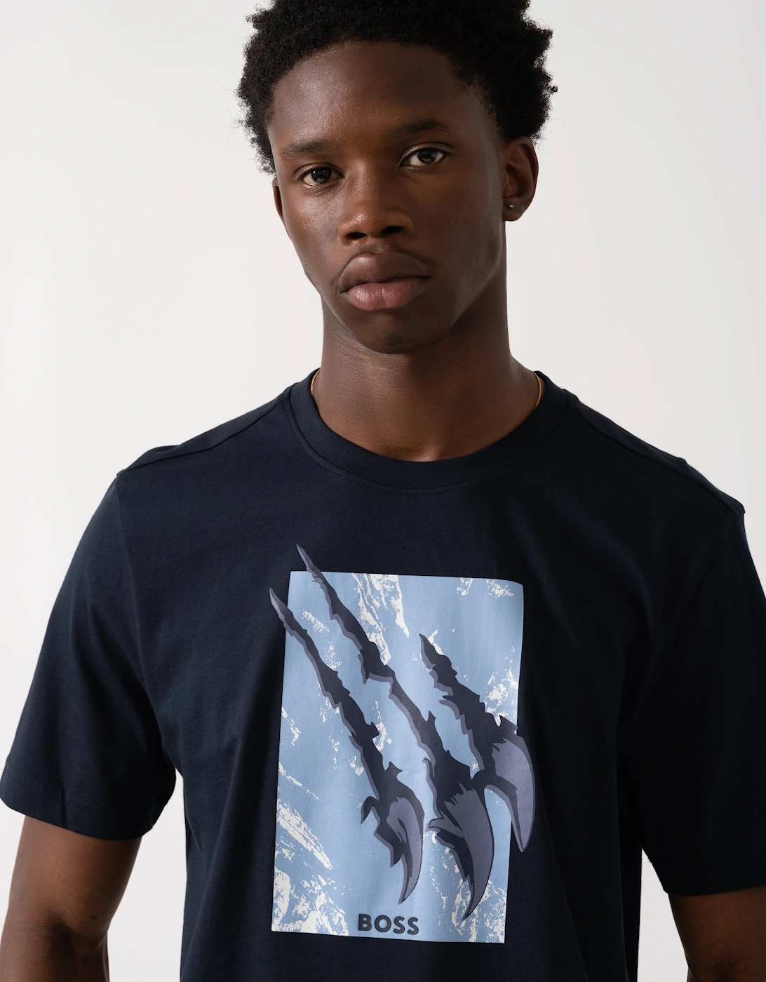 BOSS Orange Animali Mens Graphic Print T-Shirt - Dark Blue 404