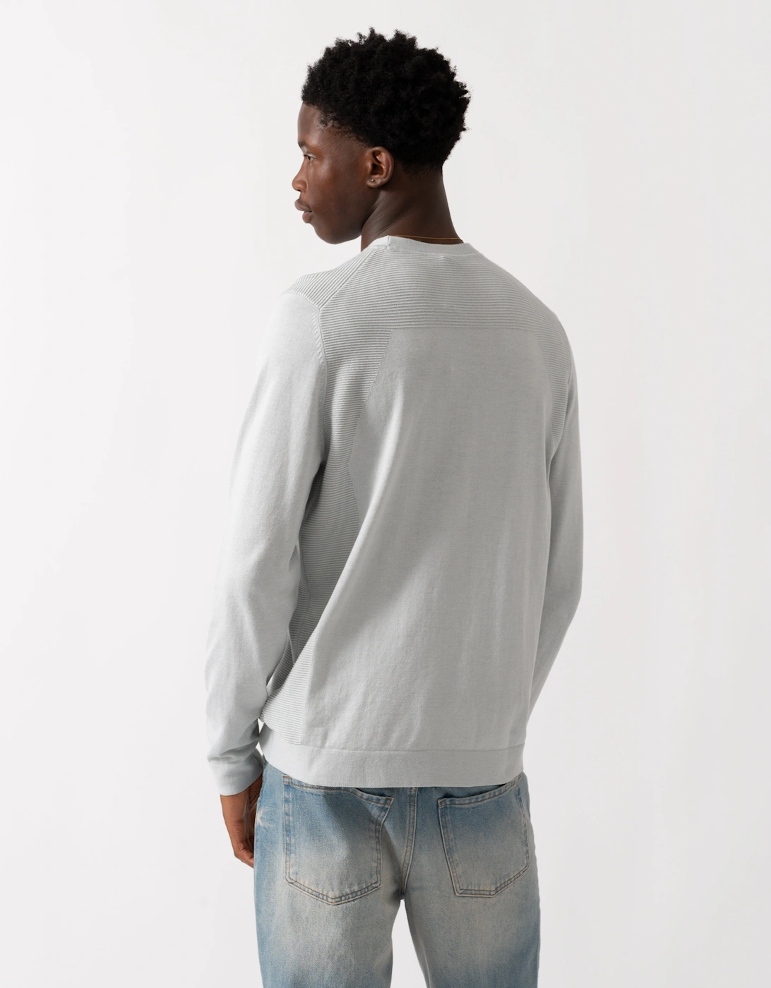 BOSS Green Momentum-Lite Mens Crew Neck Jumper - Light/Pastel Grey 054