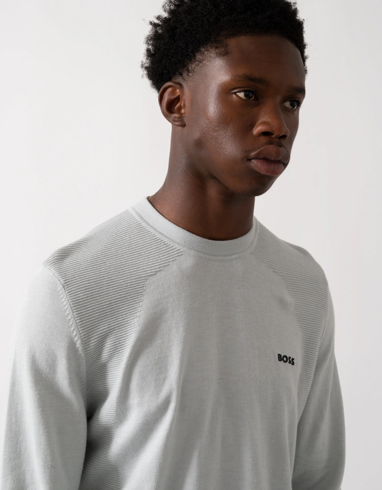 BOSS Green Momentum-Lite Mens Crew Neck Jumper - Light/Pastel Grey 054