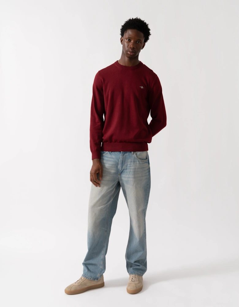 Mens Classic Cotton Crew Neck Jumper - 604 Plumped Red