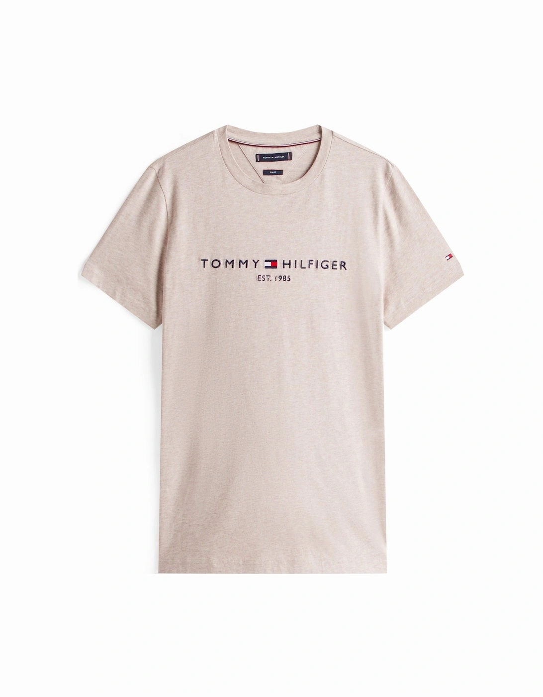 Tommy Logo Basic Mens T-Shirt - Heathered Pebble