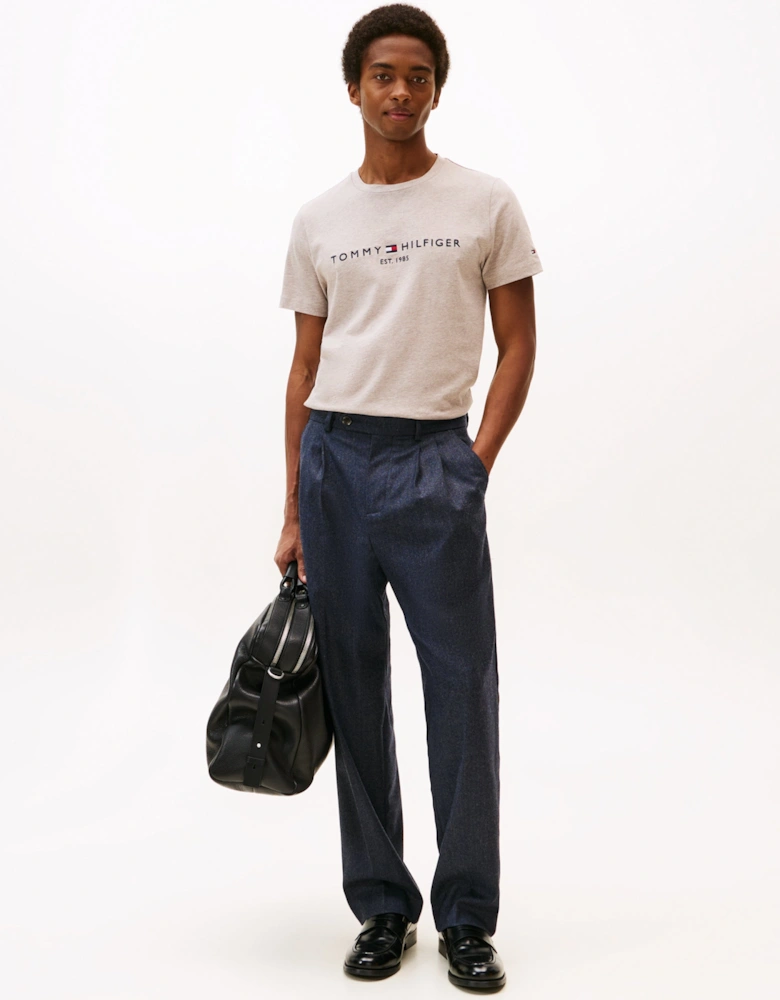 Tommy Logo Basic Mens T-Shirt - Heathered Pebble