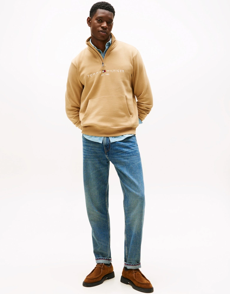 Tommy Logo Mockneck Mens Sweatshirt - Timeless Camel