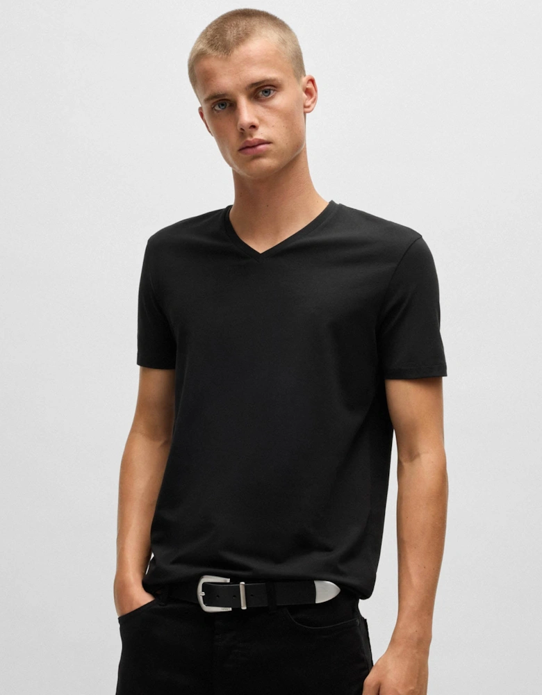 HUGO-V 2-Pack Mens V-Neck T-Shirts in Stretch Cotton  - White/Black 960