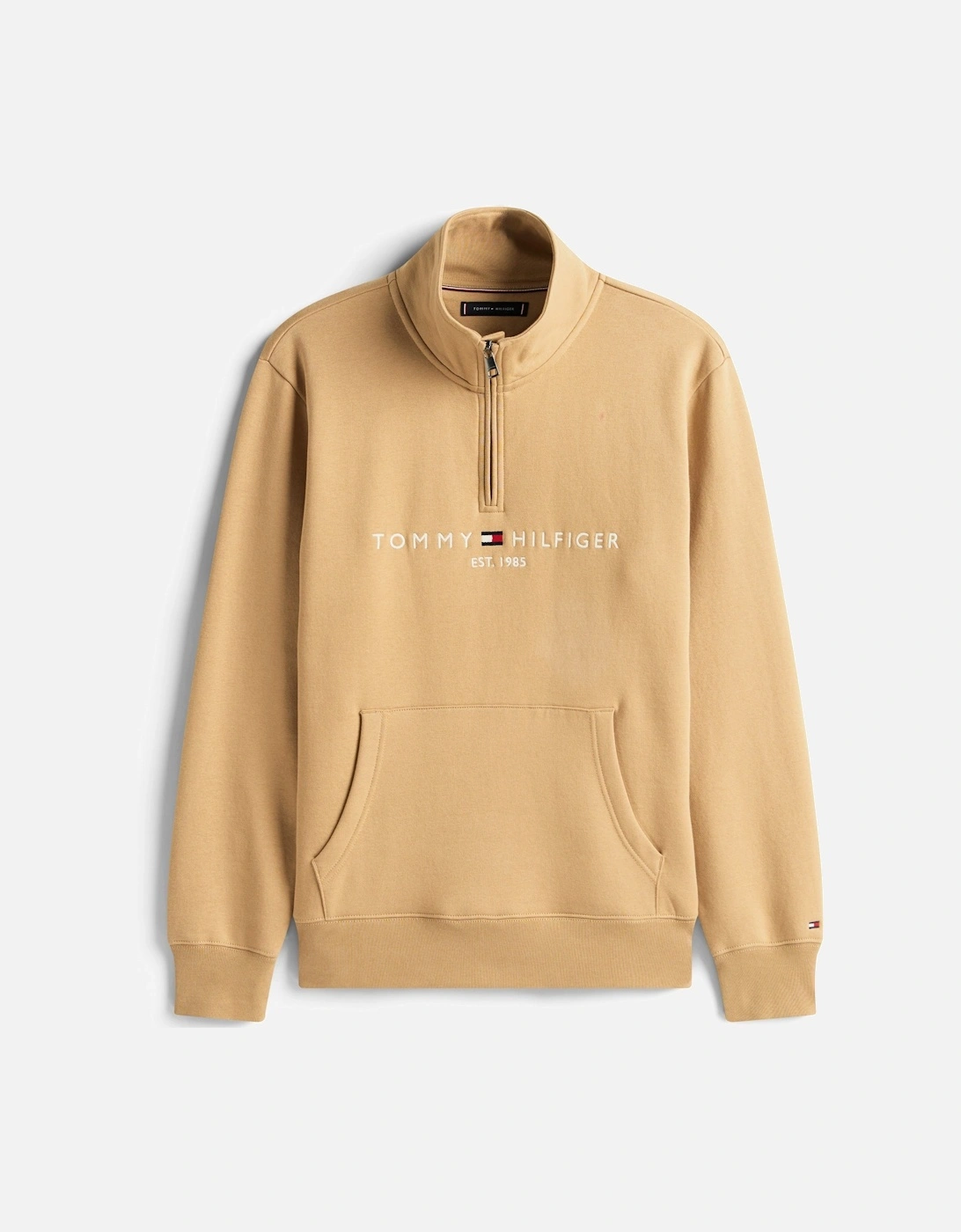 Tommy Logo Mockneck Mens Sweatshirt - Timeless Camel