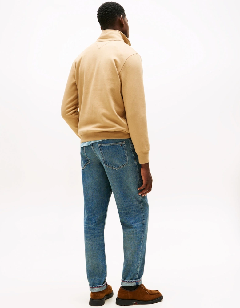 Tommy Logo Mockneck Mens Sweatshirt - Timeless Camel