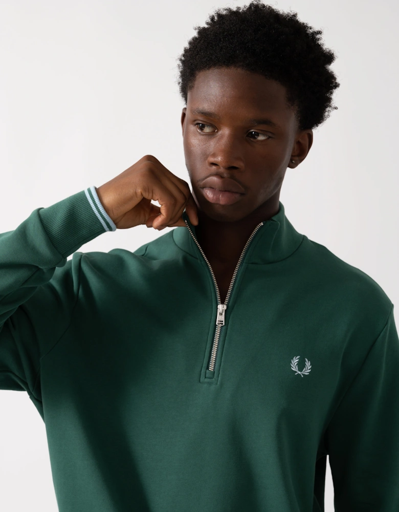 Mens Half Zip Sweatshirt - Sport Green/Track Blue Z59